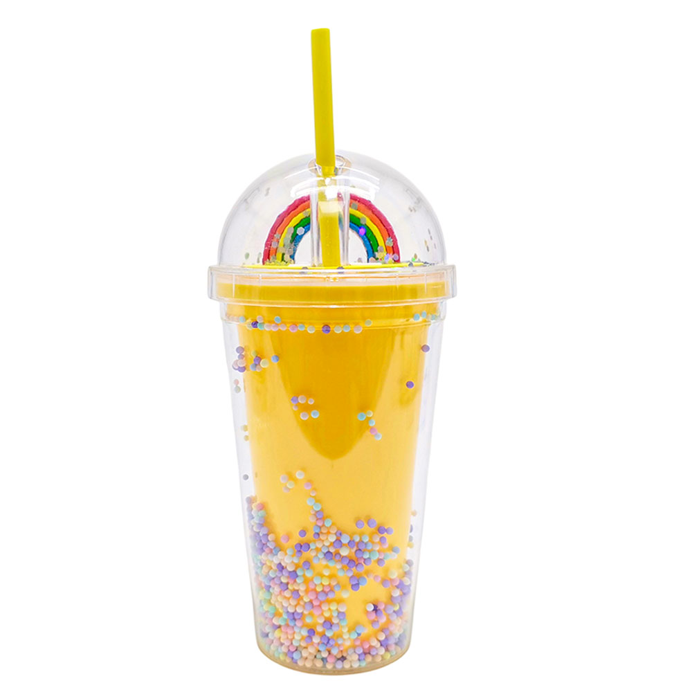 LEVA PİPETLİ BARDAK FİGÜRLÜ SARI 450ML Görsel 1